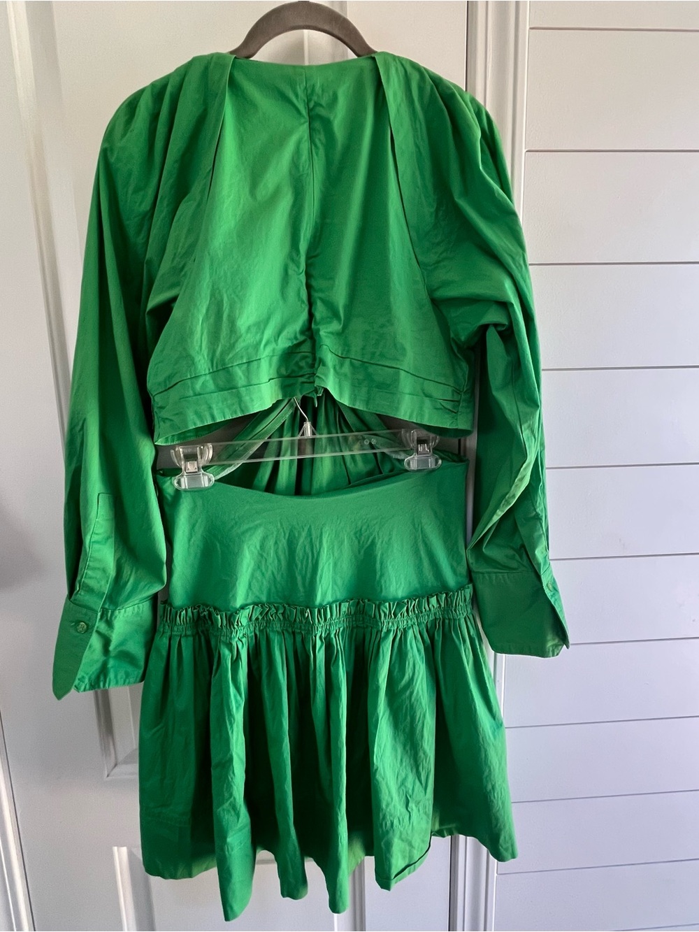 Jason Wu Vividian Green Cotton Poplin Cutout Mini Vacation Dress SZ L - Picture 6 of 14
